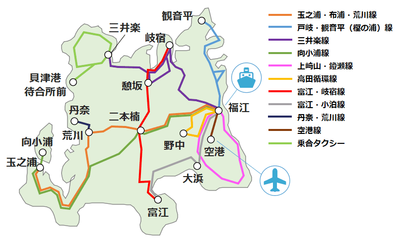 福江島のバス路線図